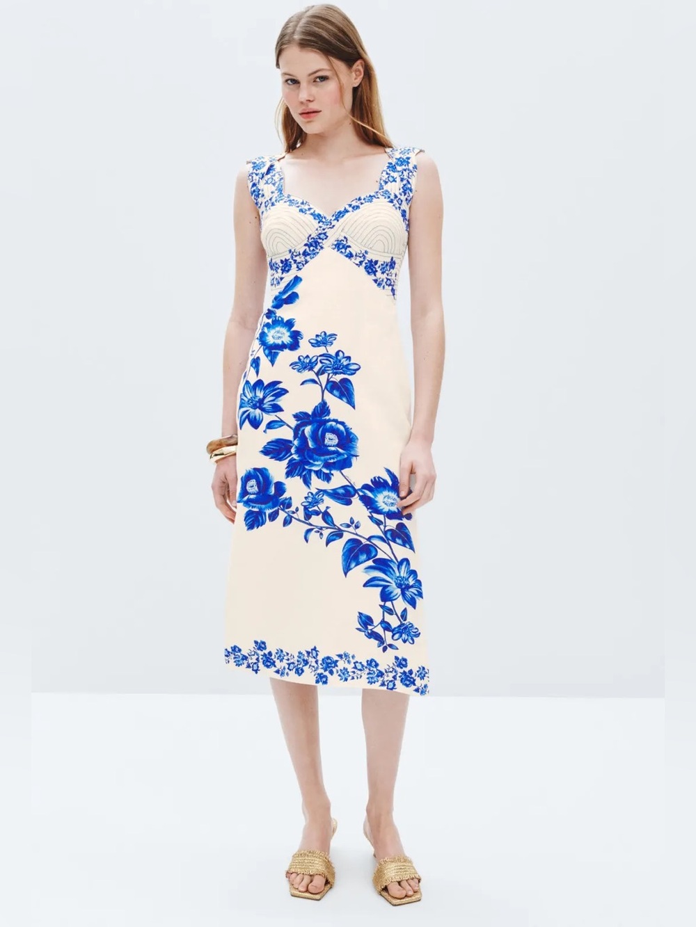 NWT FARM Rio
Blue Floral Cascade Wavy Sleeveless Dress